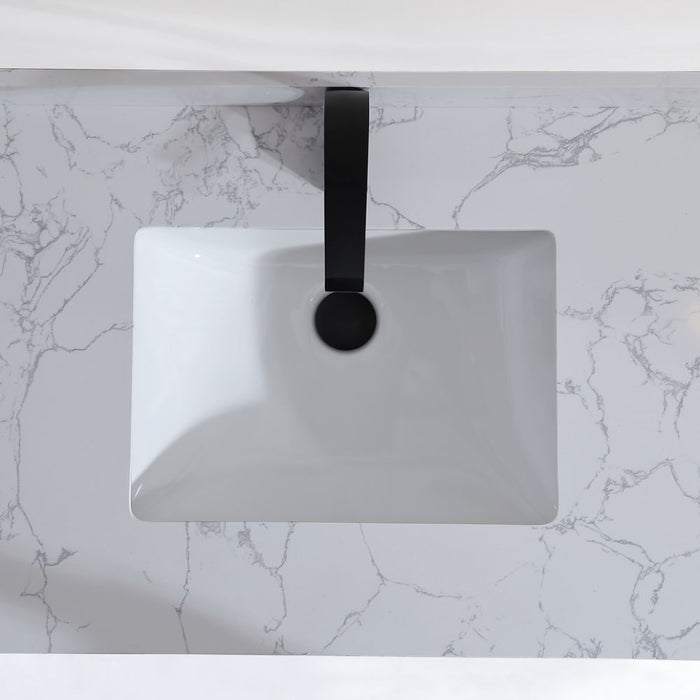 Charlemagne 36" Tricorn Black Golden Brush Stainless Steel Bathroom Vanity – Contemporary Style with Natural Stone Top