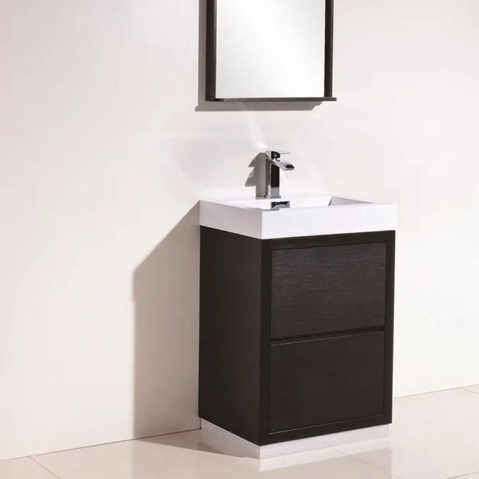 Mora 24" Black Composite Sink Bathroom Vanity – Modern Free Standing with Push-Open Storage