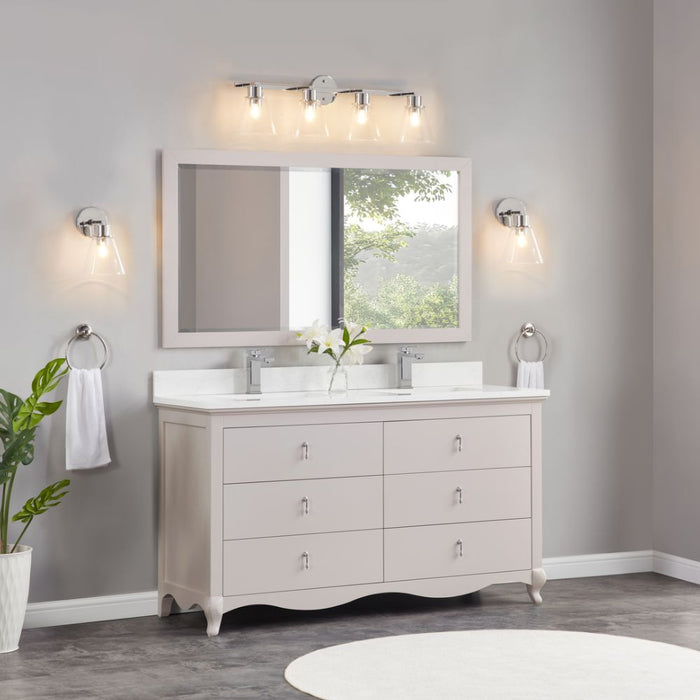 Claudia 60" Dreamy White Collection Single Sink Solid Wood Bathroom Vanity with 1" Artificial Stone Top & Soft Close Hardware