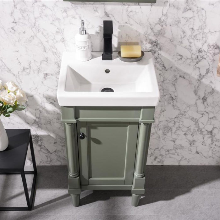 Aurora 18" Pewter Green Ceramic Sink Vanity – Space-Saving Bathroom Storage