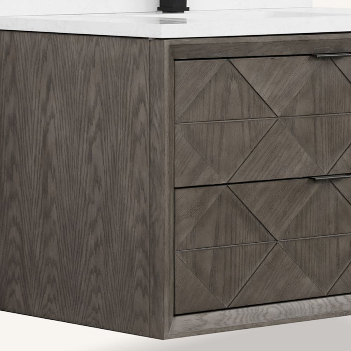 Yasemeen 36" Grey Oak Finish Bathroom Vanity – 2 Drawer Cabinet with 1" Artificial Stone Top