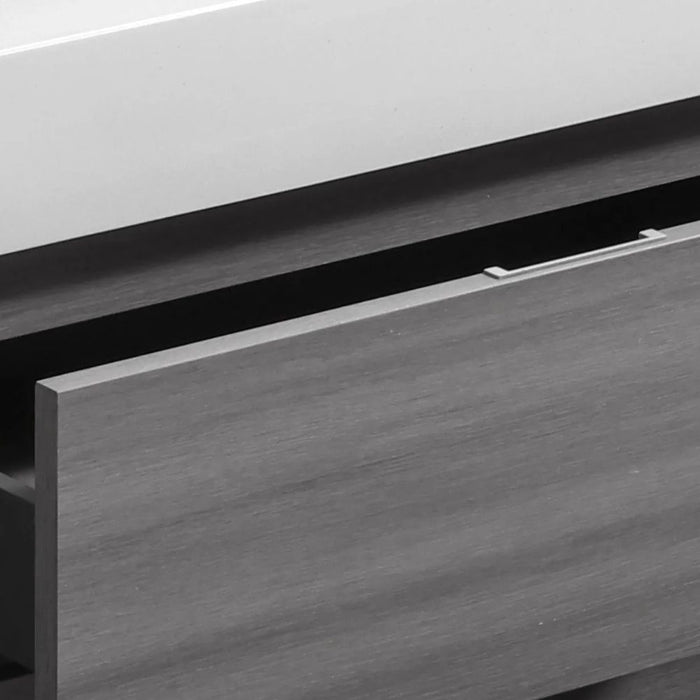 Dave 60" Vulcan Ash Grey Wood Veneer Bathroom Vanity – Modern Single Sink Free Standing with 6 Drawers