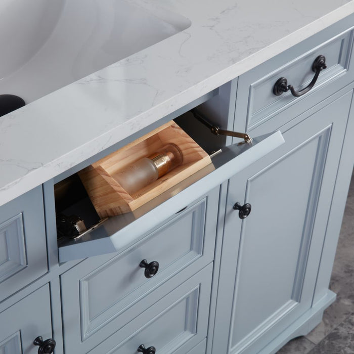 Tamblin 48" Cadet Solid Wood Single Sink Vanity with Artificial Stone Countertop - Modern Bathroom Storage