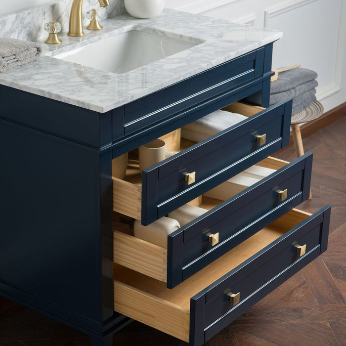 Strix 36" Birch Wood Bathroom Vanity Modern Carrara Marble Top Dovetail Drawers