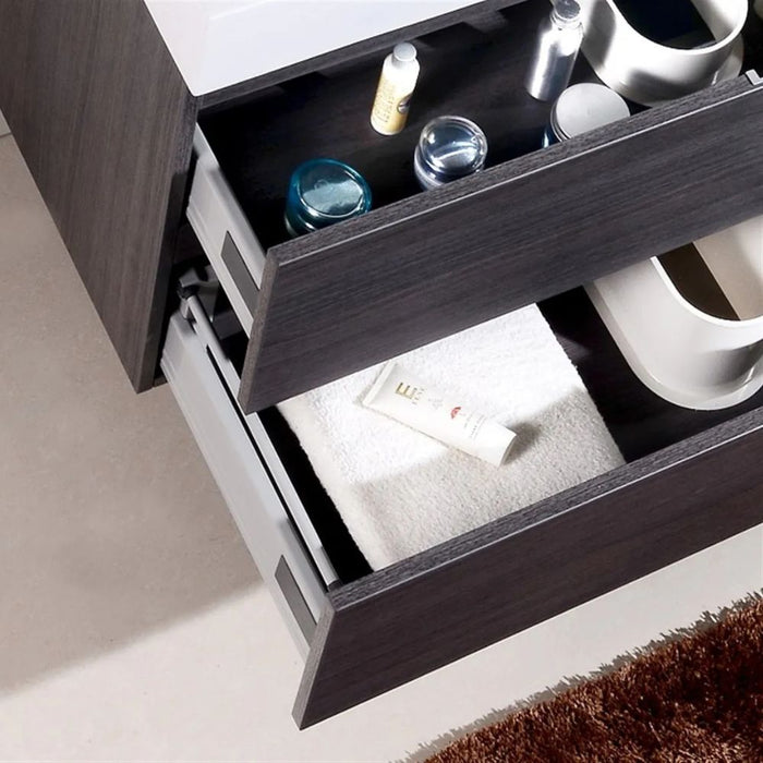 Isak 40" Gray Oak Wall Mounted Bathroom Vanity – Modern Design with Integrated Acrylic Sink