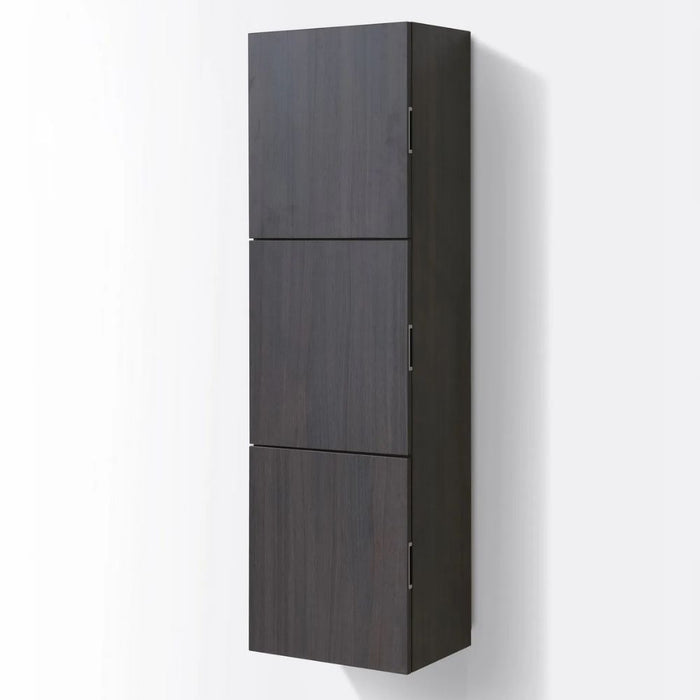 Patrice 18"W x 59"H Gray Oak Finish Linen Cabinet – 3-Door Bathroom Storage
