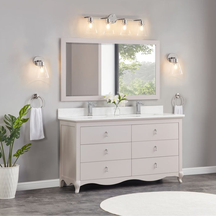 Lovy 60" Silver Strand Finish Single Sink Vanity with 1" Stone Top & 6 Dovetail Drawers