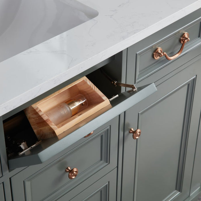 Vivaldi 48" Vivaldi Pewter Green Bathroom Vanity - Solid Wood Construction with 1" Artificial Stone Top & Soft Close Drawers