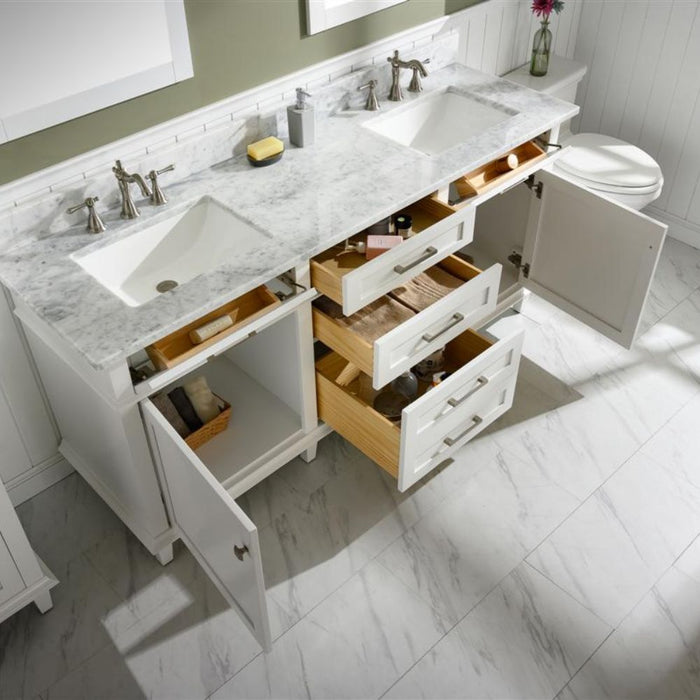 Ilene 72" Wood Double Vanity White – Sleek Design, Marble Countertop