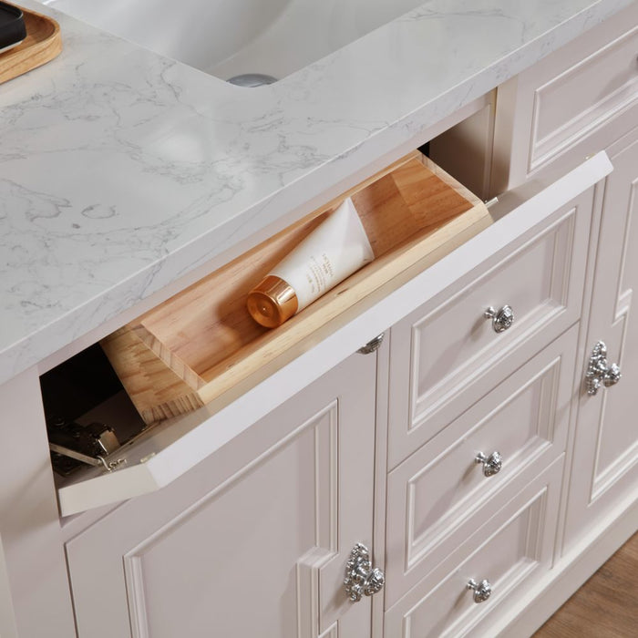 48" White Solid Wood Single Sink Vanity Viveka with Undermount Basin & Soft-Close Drawers