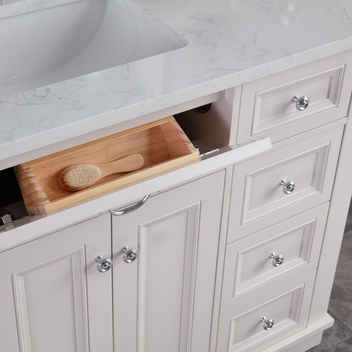 Rainier 36" Dreamy White Finish Bathroom Vanity with Artificial Stone Countertop & Dovetail Drawers