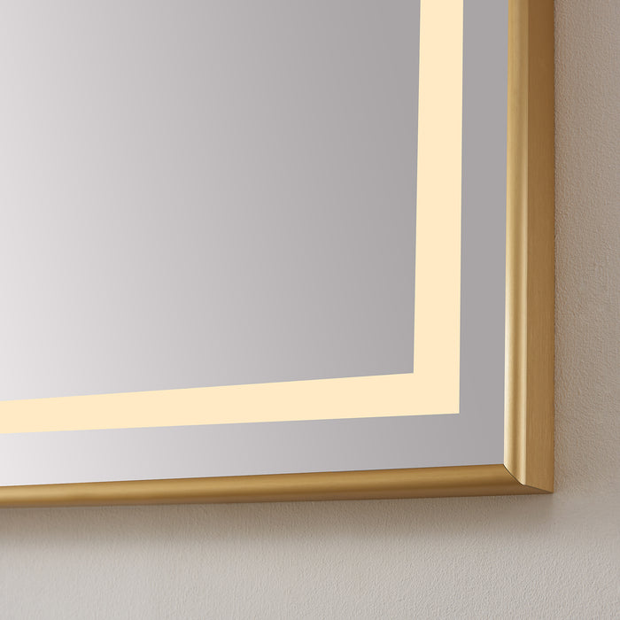 Ponder 36" LED Vanity Mirror – Rectangular Gold Aluminum Frame Wall-Mount Bathroom Mirror