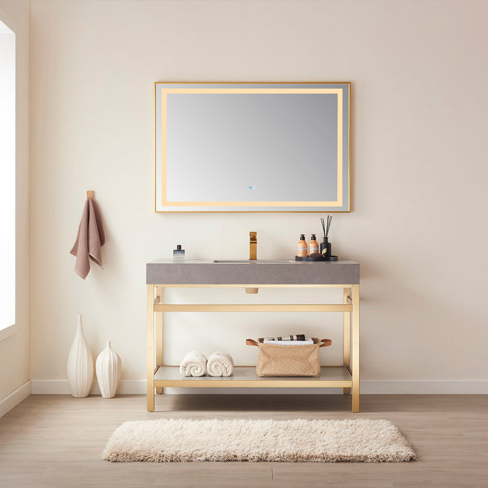 Rowanwood 36-Inch Wall-Mounted LED Mirror – Black Aluminum Framed Vanity Mirror for Bathroom