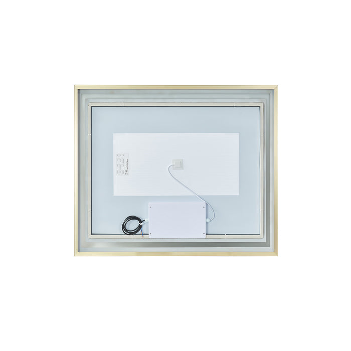 Ponder 36" LED Vanity Mirror – Rectangular Gold Aluminum Frame Wall-Mount Bathroom Mirror
