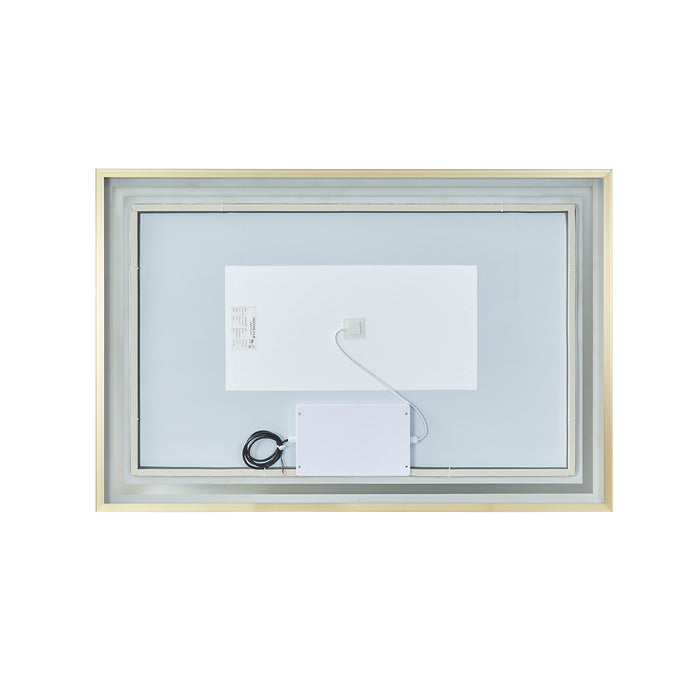 Presto LED Vanity Mirror – 48" Rectangular Wall-Mount Mirror in Brushed Gold Aluminum