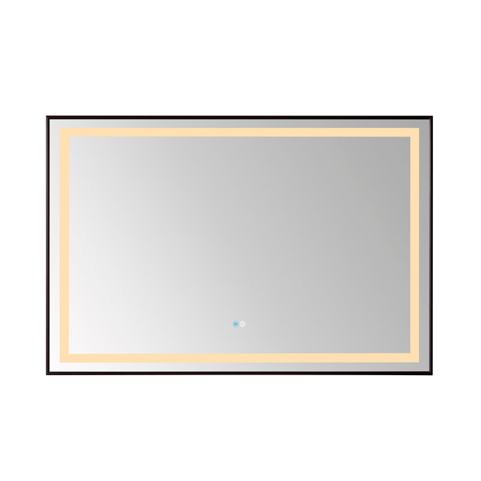 48-Inch Portico Wall-Mount Bathroom Mirror – Rectangular LED Vanity Mirror with Black Aluminum Frame