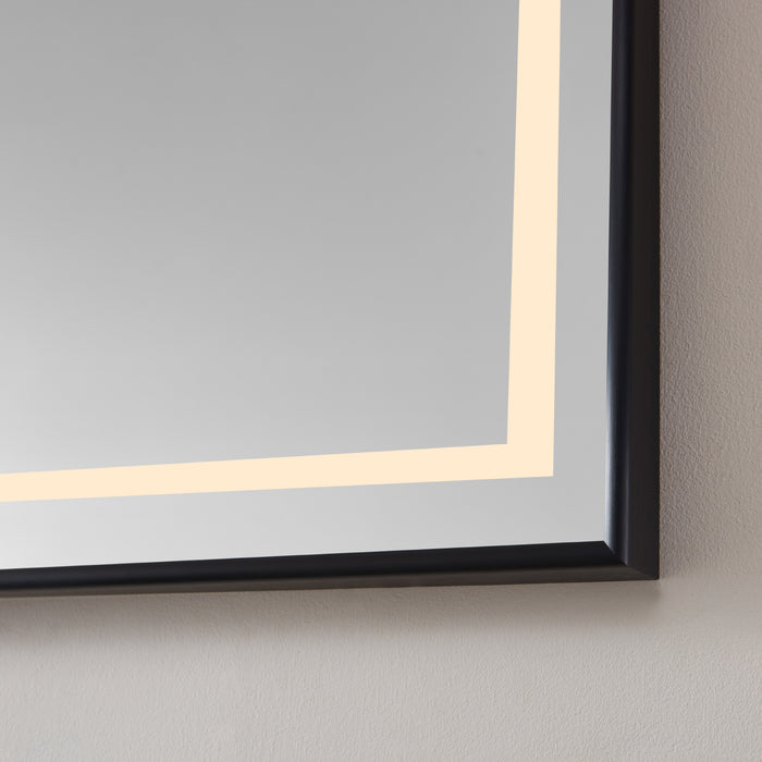 48-Inch Portico Wall-Mount Bathroom Mirror – Rectangular LED Vanity Mirror with Black Aluminum Frame
