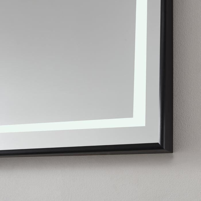 48-Inch Portico Wall-Mount Bathroom Mirror – Rectangular LED Vanity Mirror with Black Aluminum Frame