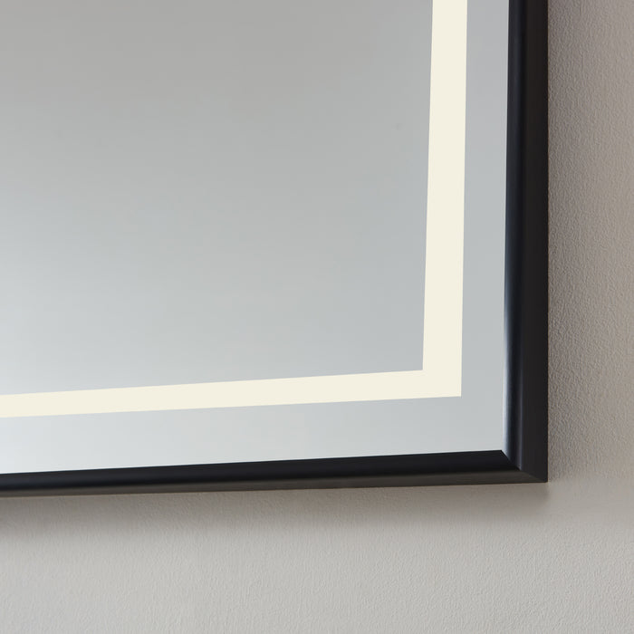 48-Inch Portico Wall-Mount Bathroom Mirror – Rectangular LED Vanity Mirror with Black Aluminum Frame
