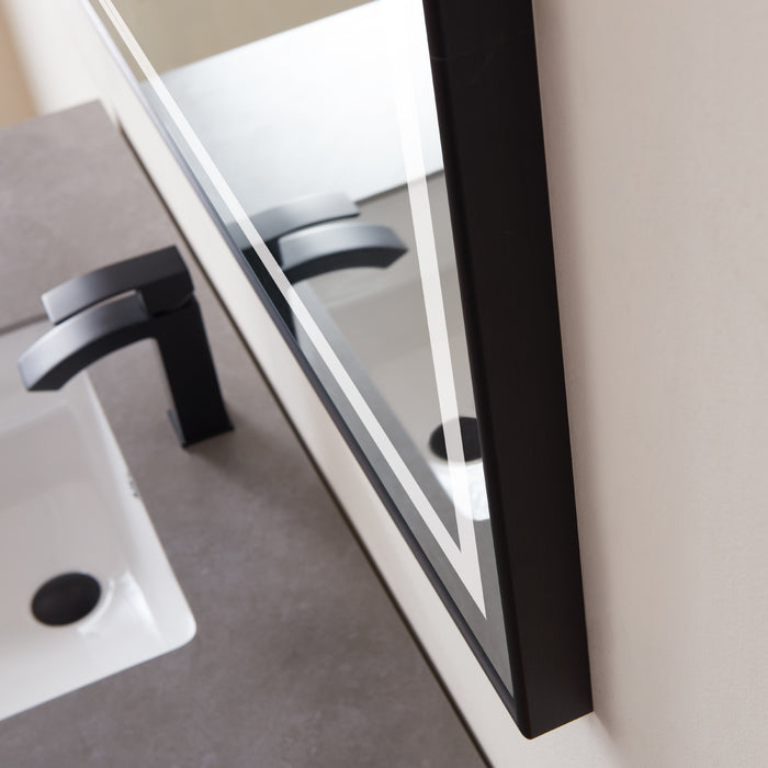 48-Inch Portico Wall-Mount Bathroom Mirror – Rectangular LED Vanity Mirror with Black Aluminum Frame
