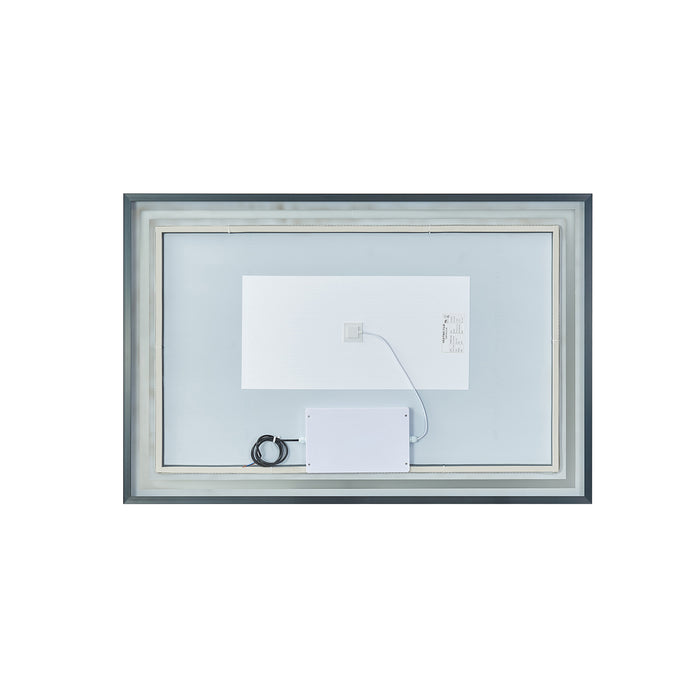 48-Inch Portico Wall-Mount Bathroom Mirror – Rectangular LED Vanity Mirror with Black Aluminum Frame