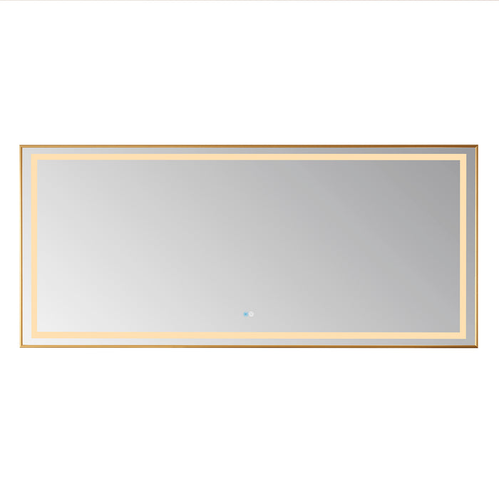 Quinoa 72" Rectangular Mirror – Gold Aluminum Frame with Integrated LED Lighting