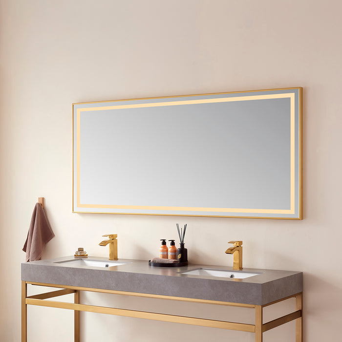 Quinoa 72" Rectangular Mirror – Gold Aluminum Frame with Integrated LED Lighting