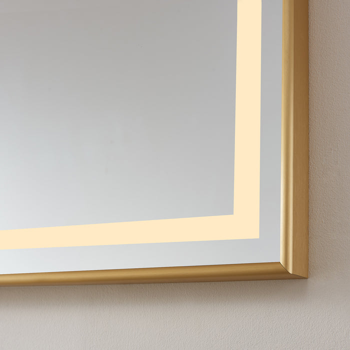 Quinoa 72" Rectangular Mirror – Gold Aluminum Frame with Integrated LED Lighting