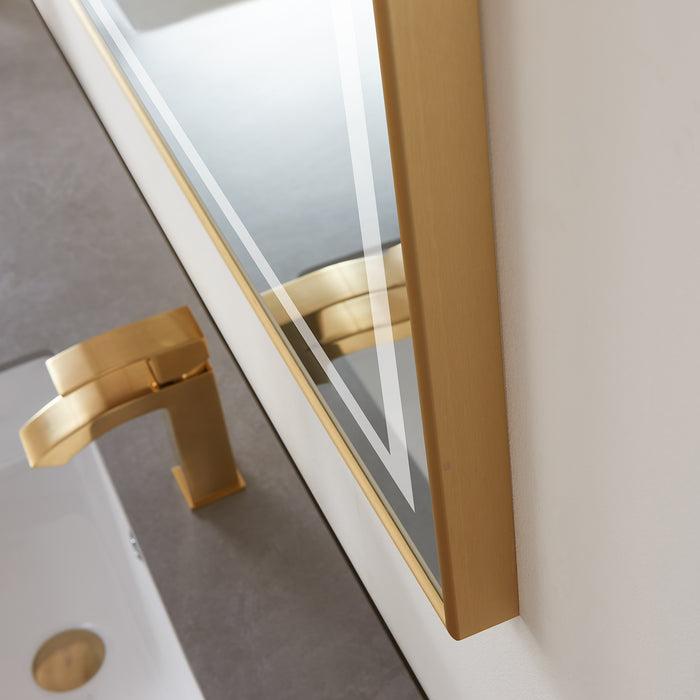 Quinoa 72" Rectangular Mirror – Gold Aluminum Frame with Integrated LED Lighting