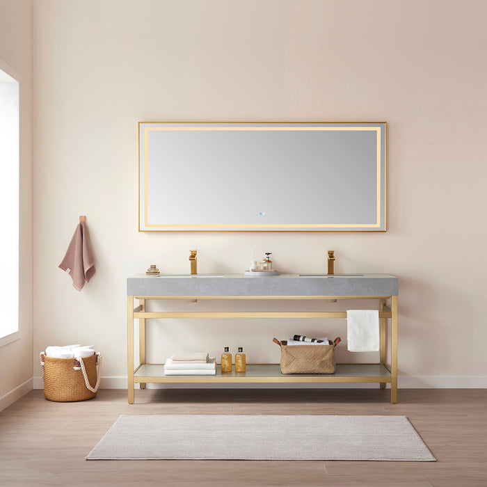 Quinoa 72" Rectangular Mirror – Gold Aluminum Frame with Integrated LED Lighting