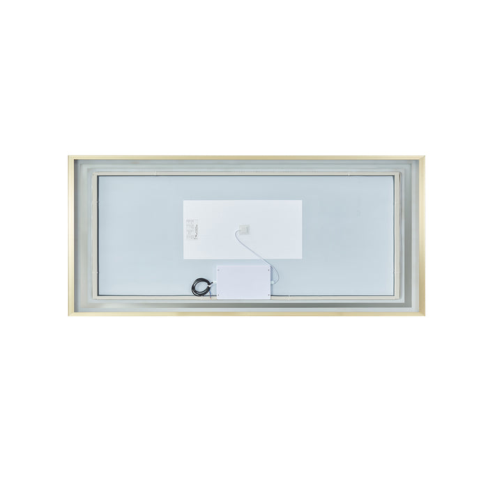 Quinoa 72" Rectangular Mirror – Gold Aluminum Frame with Integrated LED Lighting