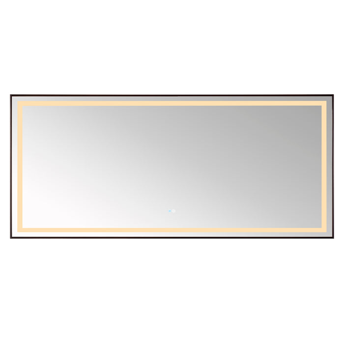 Quietude 72" Modern LED Wall-Mount Mirror – Black Framed Aluminum Vanity Mirror