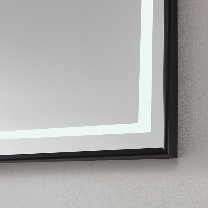 Quietude 72" Modern LED Wall-Mount Mirror – Black Framed Aluminum Vanity Mirror