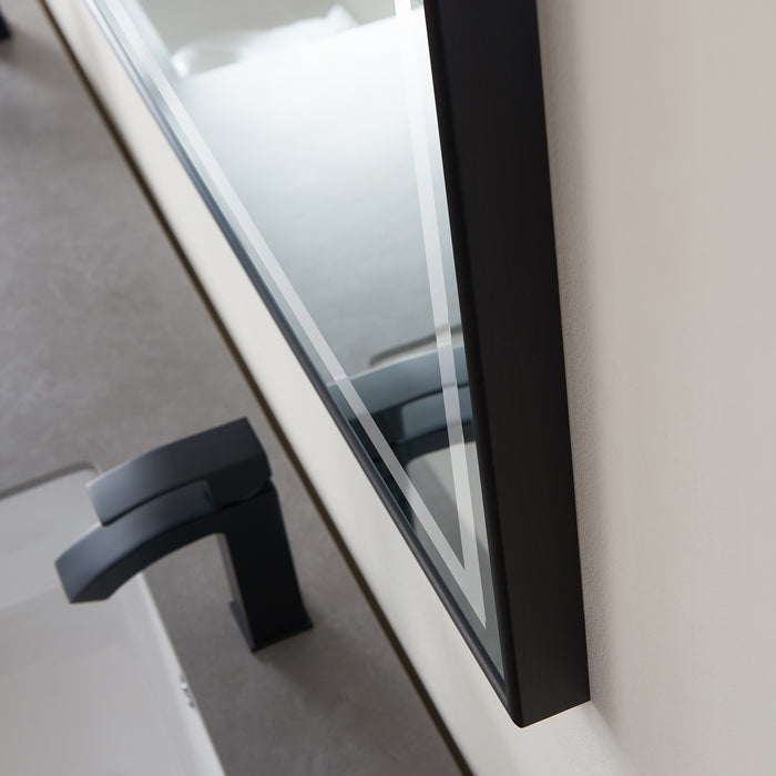 Quietude 72" Modern LED Wall-Mount Mirror – Black Framed Aluminum Vanity Mirror