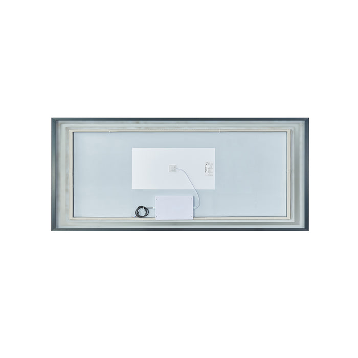 Quietude 72" Modern LED Wall-Mount Mirror – Black Framed Aluminum Vanity Mirror
