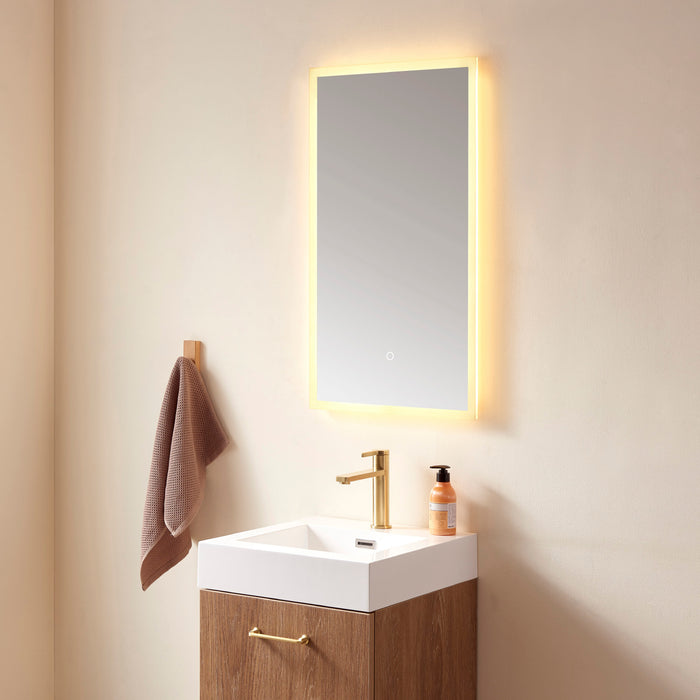 18 Inch Abode LED Bathroom Mirror Rectangle Illuminated Touch Dimmer Wall Mount