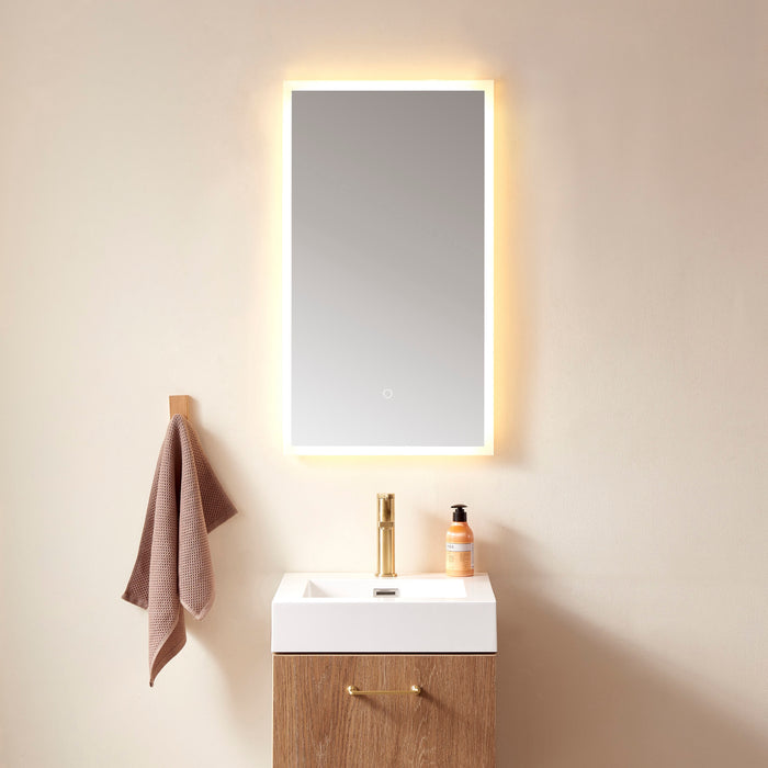 18 Inch Abode LED Bathroom Mirror Rectangle Illuminated Touch Dimmer Wall Mount