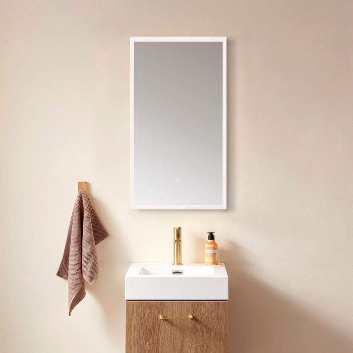 18 Inch Abode LED Bathroom Mirror Rectangle Illuminated Touch Dimmer Wall Mount