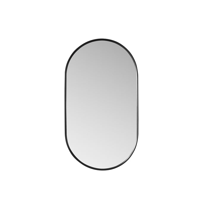 Brushed Black Oval Aurelius Mirror – 20" W x 36" H Modern Wall-Mounted Metal Frame Design