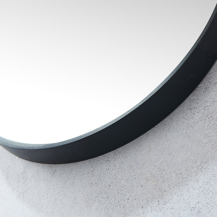 Brushed Black Oval Aurelius Mirror – 20" W x 36" H Modern Wall-Mounted Metal Frame Design