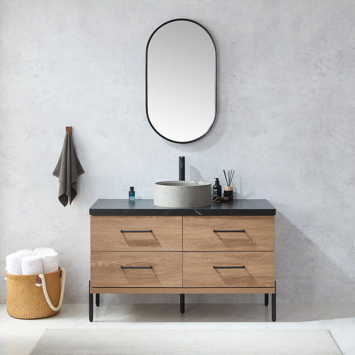 Brushed Black Oval Aurelius Mirror – 20" W x 36" H Modern Wall-Mounted Metal Frame Design