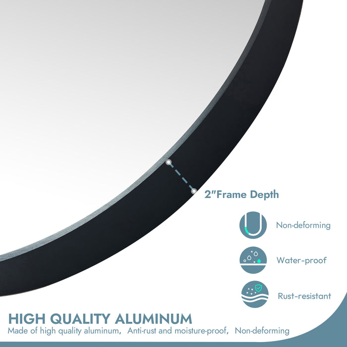 Artesia Brushed Black Oval Vanity Mirror – 20" W x 45" H Wall Mount Mirror with Sleek Aluminum Frame