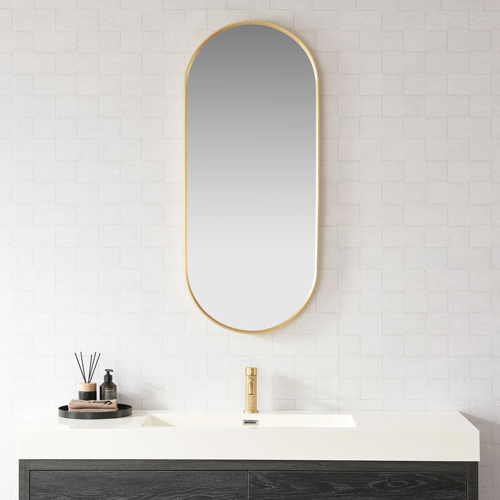 Ashen Oval Bathroom Mirror – 20" x 45" Wall-Mounted Vanity Mirror in Brushed Gold