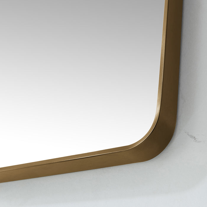 Brindle Rectangular Bathroom Mirror – 18x36 Brushed Gold Wall Mirror with Minimalist Metal Frame