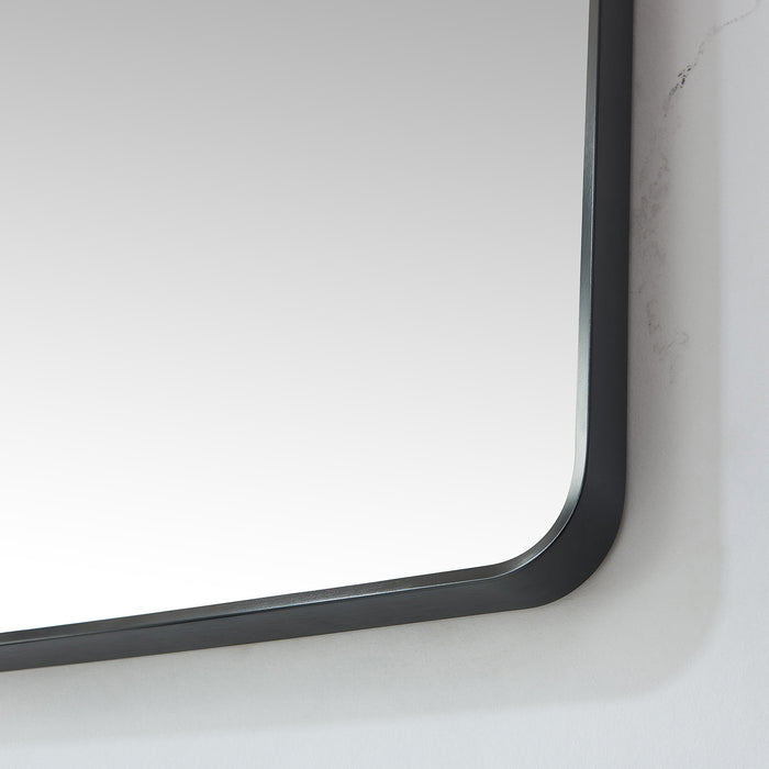 Burl 24x36 Modern Wall Mirror – Slim Rectangular Brushed Black Metal Frame for Bathroom or Entryway