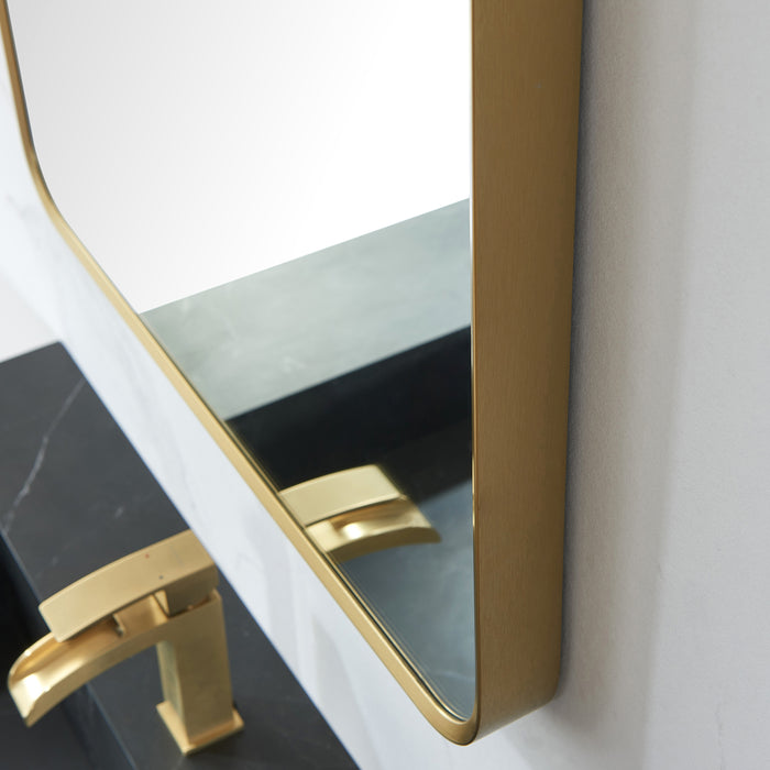 Canopy Rectangular Bathroom Mirror – 24x36 Brushed Gold Wall Mirror with Minimalist Metal Frame