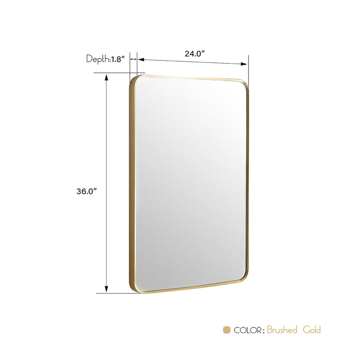 Canopy Rectangular Bathroom Mirror – 24x36 Brushed Gold Wall Mirror with Minimalist Metal Frame