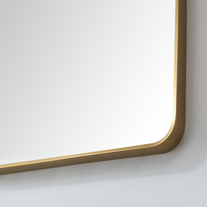 Chanterelle 32x36 Modern Vanity Mirror – Sleek Rectangular Brushed Gold Metal Frame Wall-Mounted Design