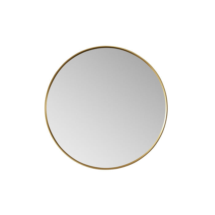 32-Inch Round Delos Bathroom Mirror Metal Frame Brushed Gold Wall Mount