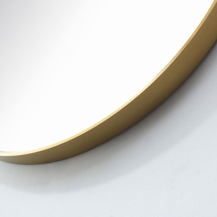 32-Inch Round Delos Bathroom Mirror Metal Frame Brushed Gold Wall Mount